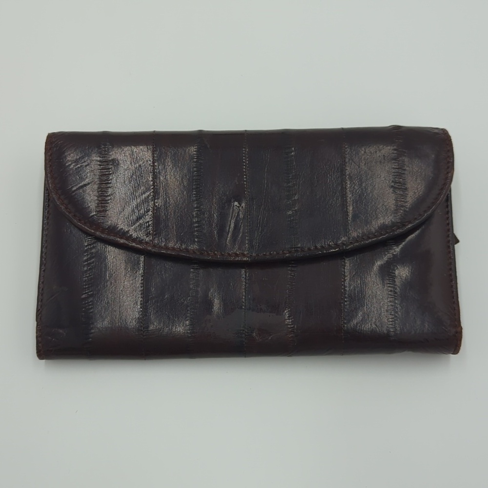 Vintage Genuine‎ Eel Skin Women's Wallet Brown
